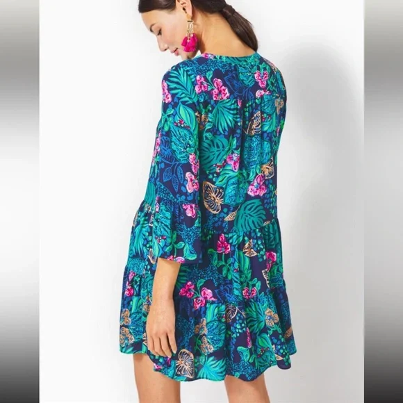 Lilly Pulitzer Gabriel 3/4 Sleeve Tunic Low Tide Navy Life Of The Party - Picture 7 of 8